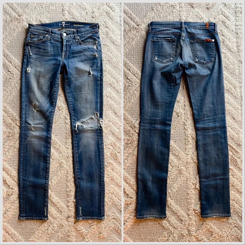 7FAM Roxanne Distressed Straight Leg Jeans 26 - Picture 1 of 7